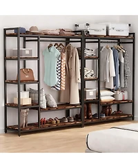 Yigii Heavy Duty Metal Frame Closet Organizer with Shelves and Rods for Clothes
