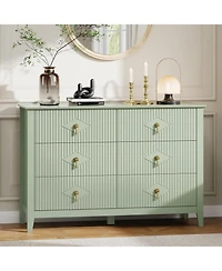 Gaomon Fluted 6 Drawer Dresser, 47.2" Wide Modern Wooden Chest for Bedroom, Living Room