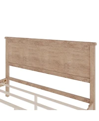 Streamdale Furniture 83 inches Mid-Century Queen Seadrift Wood Platform Bed with Headboard, No Box Spring Needed