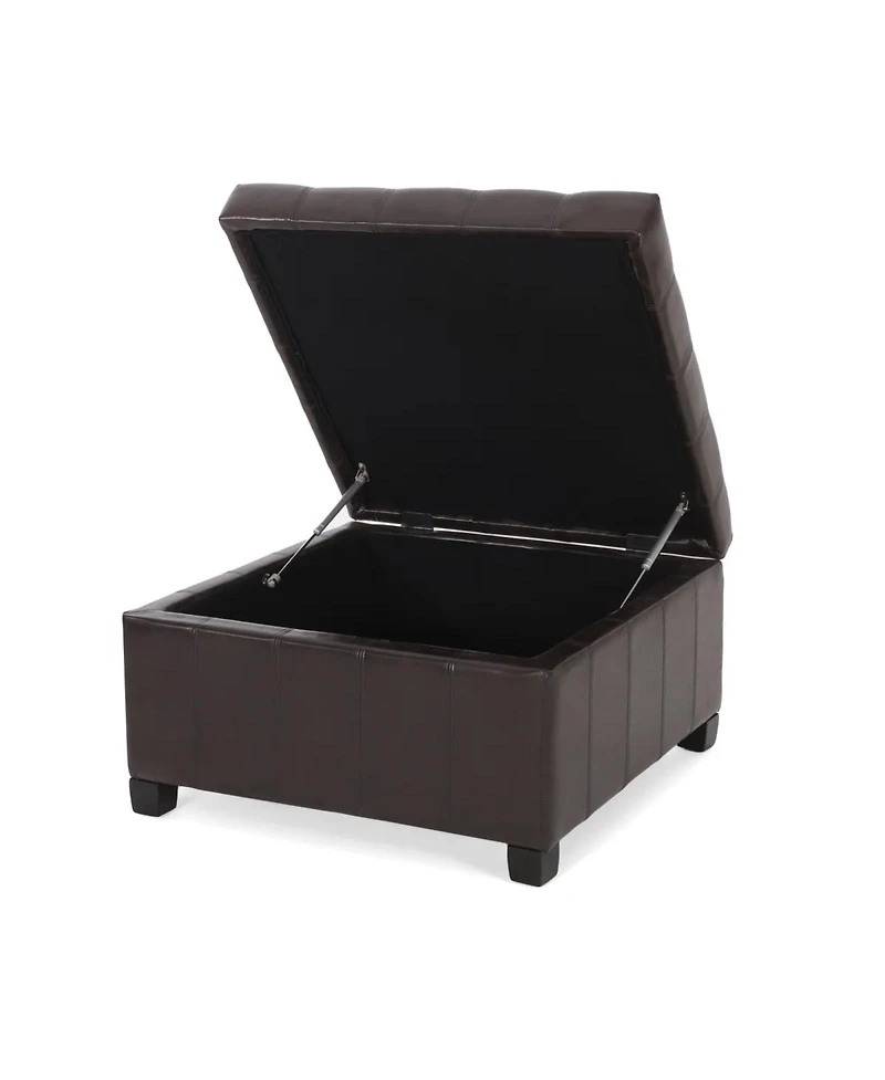 Streamdale Furniture Upholstered Tufted Pu Leather Storage Ottoman