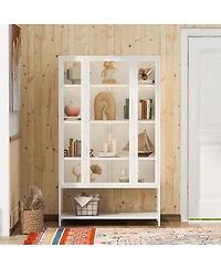 Streamdale Furniture Iron Display Cabinet with Glass Door and Led Lights