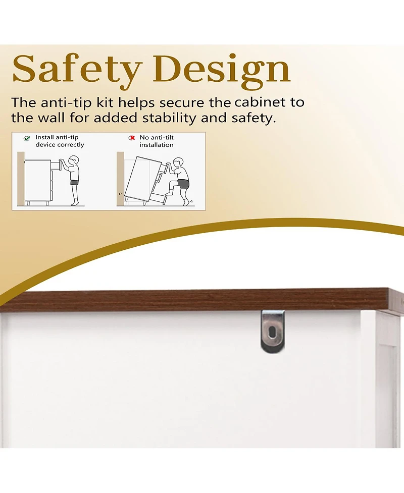 Streamdale Furniture 63" Fluted Sideboard Buffet Cabinet with 4 Doors & 3 Drawers