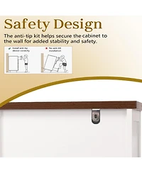 Streamdale Furniture 63" Fluted Sideboard Buffet Cabinet with 4 Doors & 3 Drawers