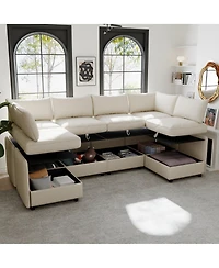 Streamdale Furniture Modular Sectional Sofa with Storage & Sleeper - Flexible Fabric Combinations