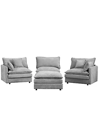 Streamdale Furniture Modular Sectional Sofa, 102" L-Shaped Couch Set, 3-Seater Cloud Couch with Ottoman