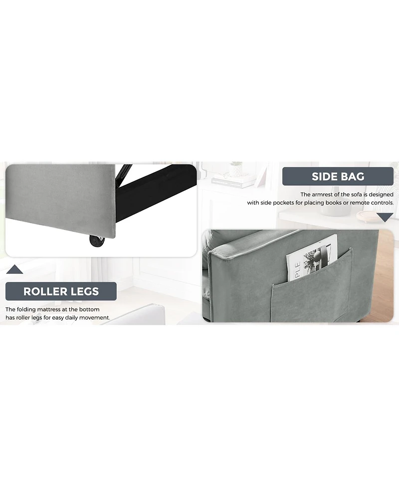 Streamdale Furniture Modern 3-in-1 Convertible Sofa Bed with Storage and Pillow