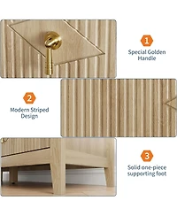 gaomon Fluted 6 Drawer Dresser, 47.2" Wide Modern Wooden Chest for Bedroom, Living Room, Entryway, Natural Oak