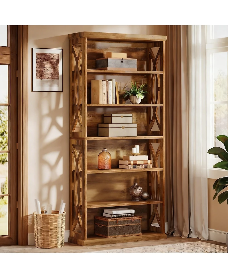 Yigii 6-Tier Rustic Bookshelf for Home Office
