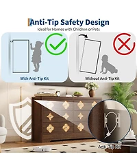 gaomon 6 Drawer Dresser for Bedroom, Wide Boho Chest of Drawers with Wooden Storage Cabinet and Decorative Front Organizer