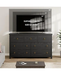 gaomon 7-Drawer Dresser for Bedroom, 54" Wide Wooden Storage Chest, Dresser Tv Stand for Living Room