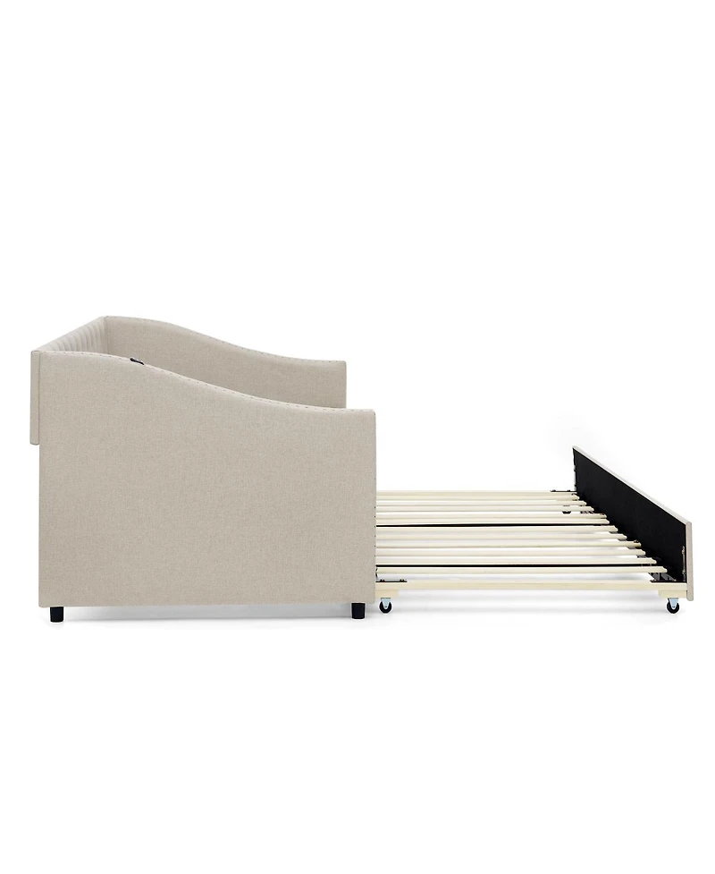 Streamdale Furniture Twin Daybed with Usb & Extendable Bed (81"x42"x30.75)