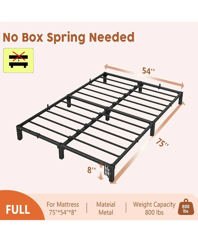 gaomon Heavy Duty Metal Platform Bed Frame with Durable Iron Slat Support and Legs, No Box Spring Required, No Screws Needed, Support