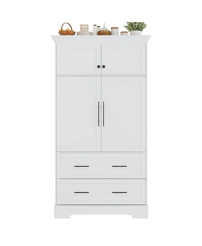 Streamdale Furniture Farmhouse 40"x18"x72.6" Kitchen Pantry with 4 Doors