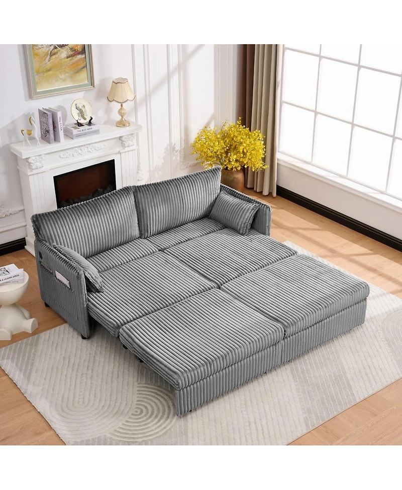 Streamdale Furniture 73" Convertible Sofa Bed with Usb Ports