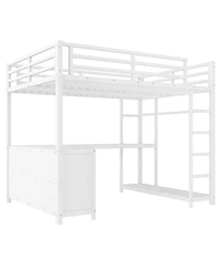 Streamdale Furniture Metal Loft Bed with Wardrobe, L-shaped Desk & Storage - Full Size