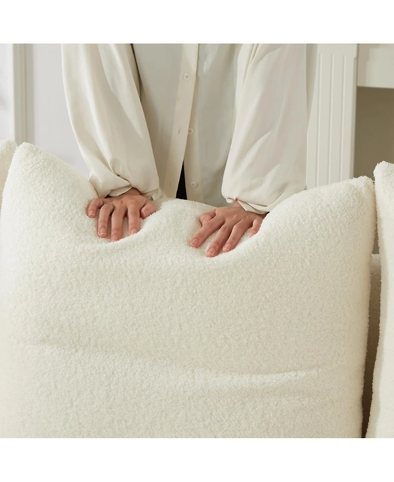 Streamdale Furniture 35.24" Teddy Fabric Sofa with Pillow for Apartment, Office, Living Room