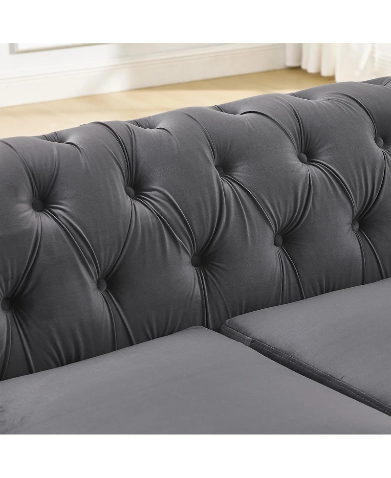 Streamdale Furniture Streamdale Mid Century Modern Chesterfield Loveseat Couch