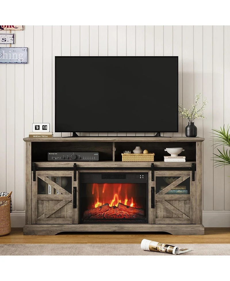 gaomon Fireplace Tv Stand for Television Farmhouse Entertainment Center Electric Fireplace