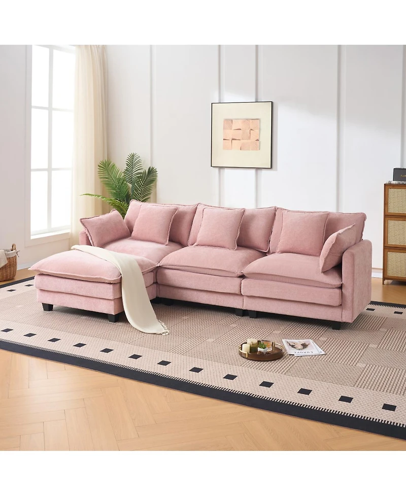 Streamdale Furniture 3-seat combo sofa with storage ottoman, upholstered sectional couch.