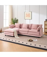 Streamdale Furniture 3-seat combo sofa with storage ottoman, upholstered sectional couch.
