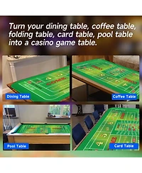 Gse Games & Sports Expert 70" x 35" Casino Craps Tabletop Layout Mat with Carrying Bag, Non-Slip Rubber Layout Mat