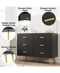 gaomon Modern 6-Drawer Dresser with Metal Handles, Wooden Storage Chest for Bedroom, Living Room