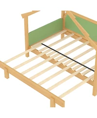 Streamdale Furniture Twin Size Wood Treehouse Bed with Soft Cushion Rails