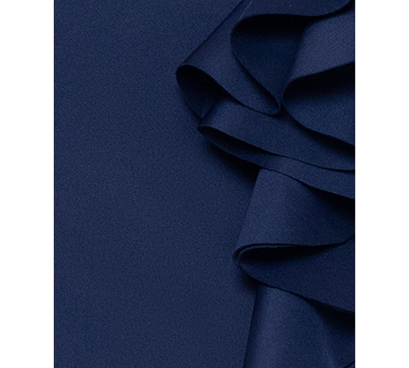 Xscape Women's V-Neck Ruffle Detail Midi Dress