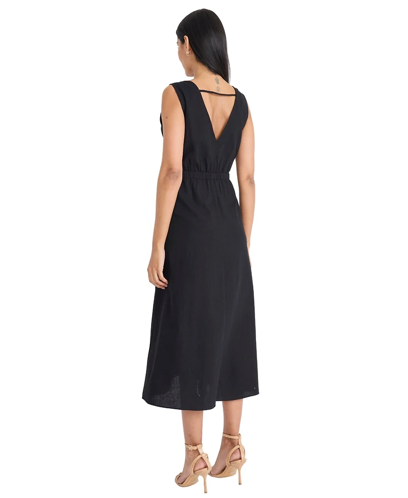 Maggy London Women's Sleeveless Tie Belt Midi Dress