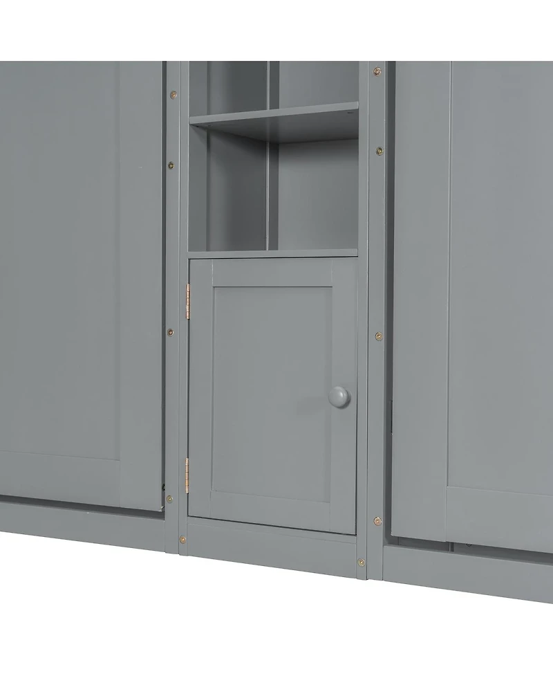 Streamdale Furniture Dual Twin Wall Murphy Beds w/ Cabinets & Shelves