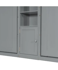 Streamdale Furniture Dual Twin Wall Murphy Beds w/ Cabinets & Shelves