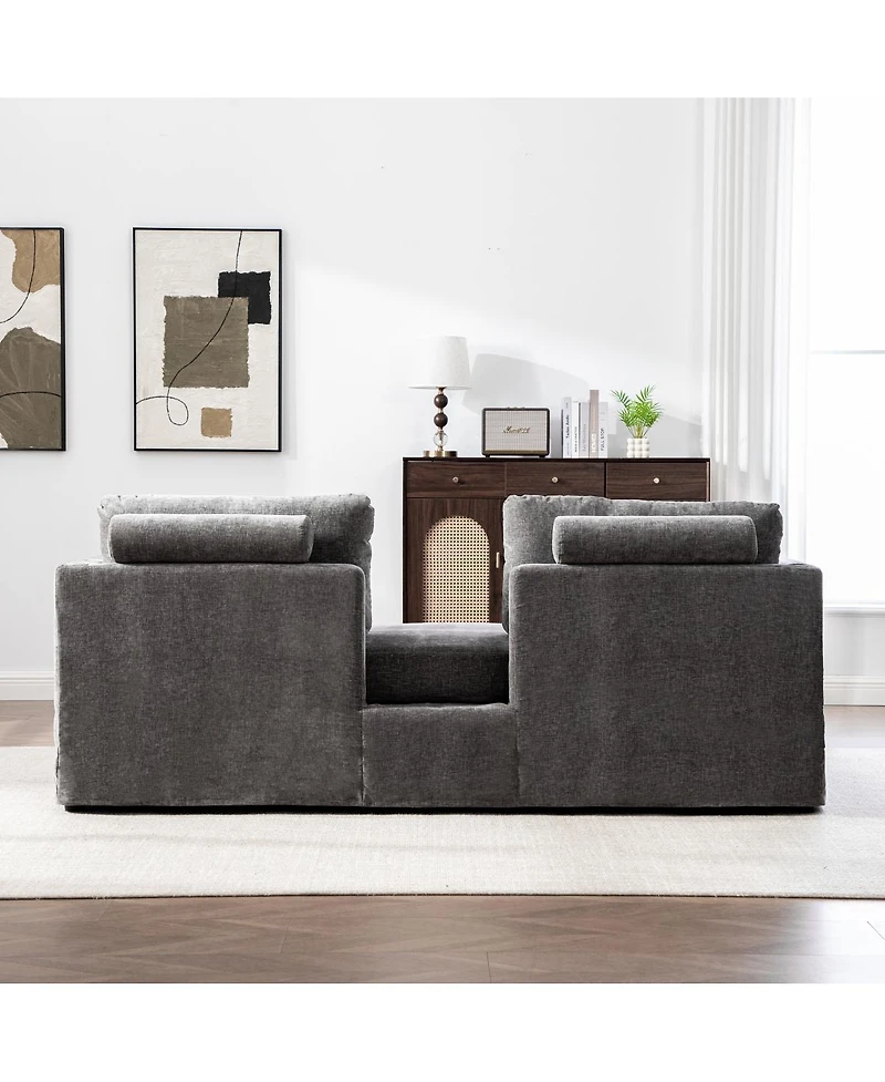 Streamdale Furniture Chenille Double-Seater Sofa with Pillows