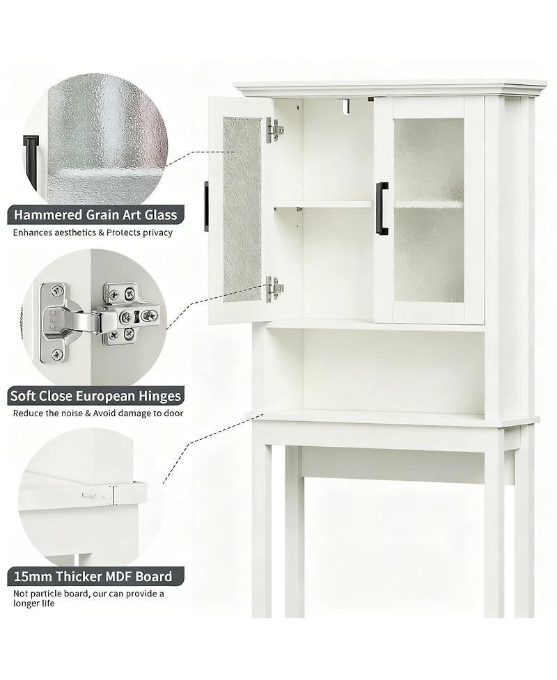 Yigii Adjustable Over the Bathroom Storage Shelf with Glass Doors