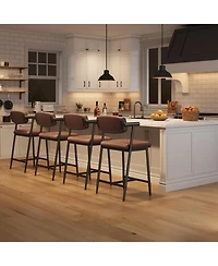 gaomon Bar Stools Set of 4 26.5inch Upholstered Counter Height Bar Stools for 2 with Armrest Wider Thickened Cushion Bar Chairs with Backrest