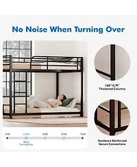Streamdale Furniture Twin Over Twin Metal Bunk Bed with Guard Rails & Ladder