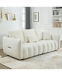Streamdale Furniture Teddy Fabric Sofa w/ 3 Pillows & Cushions, Solid Wood Frame 3-Seater