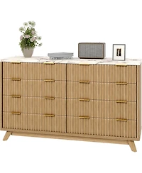 gaomon Fluted 8 Drawers Dresser for Bedroom, 54" Wide Modern Chest of Drawers, Curved Profile Design, Wood Storage Cabinet Organizer