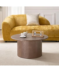 Streamdale Furniture Coffee Table Set of 2, Round Mdf Living Room Table, Walnut