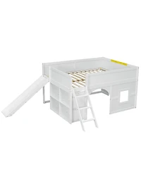 Streamdale Furniture Streamdale Wooden Low Loft Bed with Storage, Slide, Door & Window