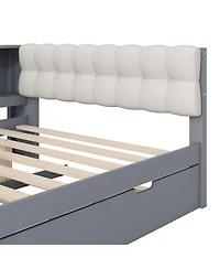 Streamdale Furniture Streamdale Wood Platform Bed w/Storage, Trundle, Charging Station