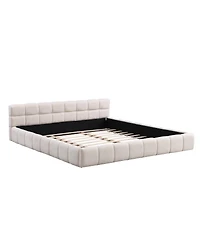 Streamdale Furniture Streamdale Elegant Chenille Upholstered Bed with Checkerboard Design
