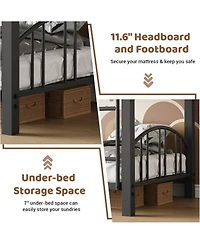 gaomon Metal Bunk Bed Twin Over Twin, Heavy Duty Bunkbeds Frame with Arched Guardrail and Safety Ladder, Sturdy Steel for Kids Boys Girls
