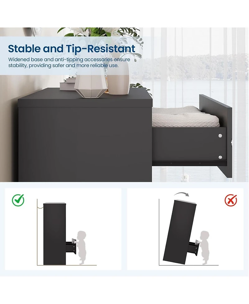 gaomon Wood Dressers for Bedroom with 4 Drawers, Modern Tall Dressers, Wide Chest of Drawers Gold Handles, Wooden Dresser Nightstand