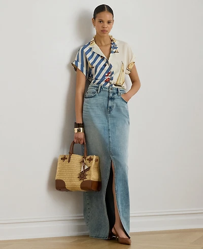 Lauren Ralph Women's Denim Pencil Maxi Skirt