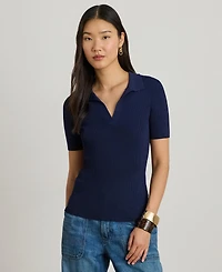 Lauren Ralph Women's Slim Fit Polo Collar Top