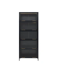 Streamdale Furniture Streamdale 76.75" Tall Iron Display Cabinet with Glass Doors & Led Lights