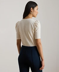 Lauren Ralph Women's Crewneck Puff-Sleeve Top