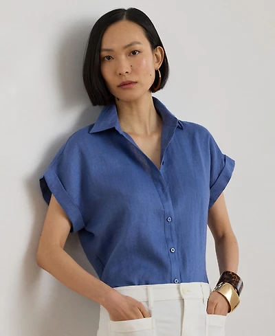 Lauren Ralph Dolman-Sleeve 100% Linen Shirt