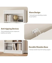 gaomon Tall Farmhouse Bookcase – 5-Tier Bookshelf with Fluted Design and Display Rack, Rustic Wood Freestanding Book Shelf for Office, Library