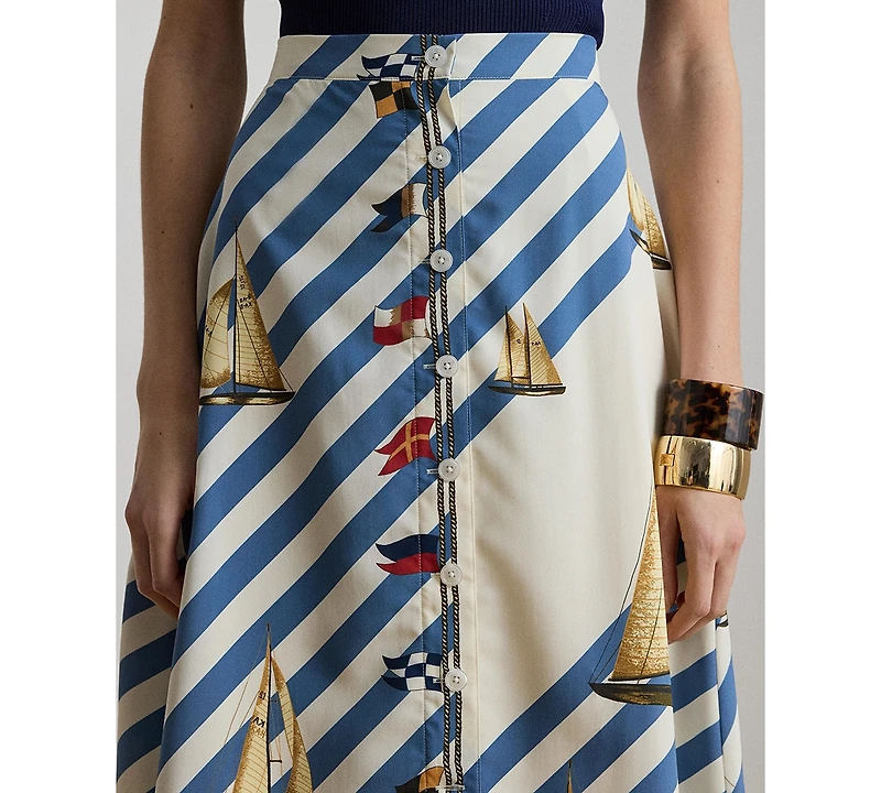 Lauren Ralph Women's Print Button-Front Crepe Skirt